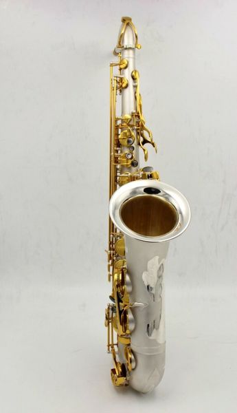 Saxofone tenor com chave de ouro banhado a prata acetinada, música oriental B plana pro uso AAA