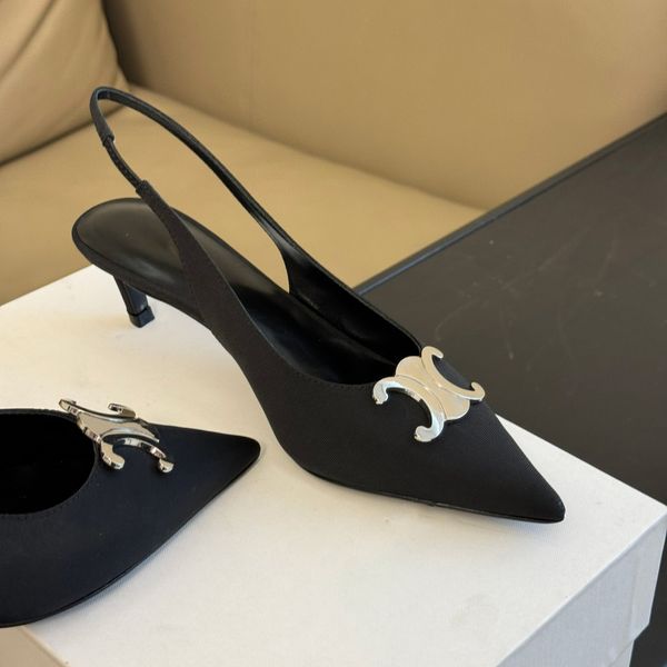 Kitten Heel Alma Triomphe из натуральной кожи Высококачественные модельные туфли с острым носком для вечеринок, женская обувь с открытой пяткой, роскошные дизайнерские вечерние фабричные туфли с коробкой