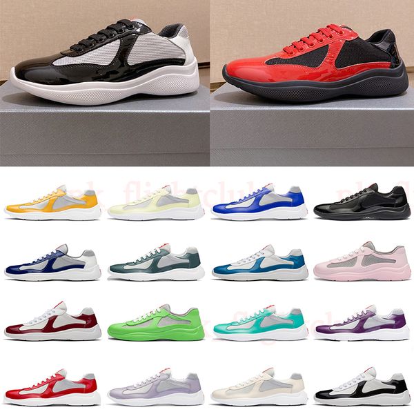 Low-Top-Luxus-Americas-Cup-Schuhe, athletische Gummisohle, Lackleder, flache Trainer, schwarzes Mesh, Schnürung, America-Männer, Damen-Sneaker, Läufer, berühmter Trainer, Outdoor, 38–46