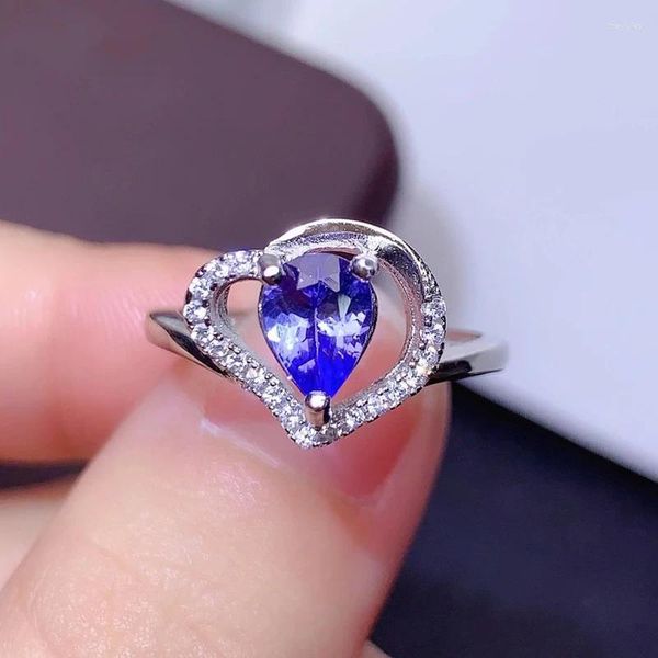 Anéis de cluster CoLife Jóias Natural Tanzanite Anel para Casamento 5mm 7mm Pear Cut 925 Prata