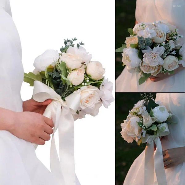 Fiori decorativi Bellissimo bouquet da sposa Trama trasparente Matrimonio Accattivante Simulazione Rosa finta