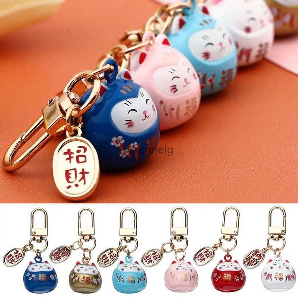 Chaveiros japonês bonito gato sorte chaveiros dos desenhos animados gato sorte chaveiros saco de carro charme ornamentos pingente chaveiro casal presente yq231204