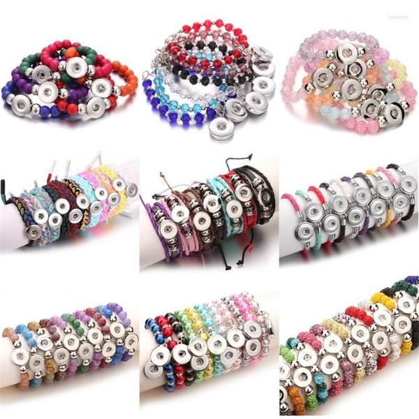 Charme pulseiras 10 pçs / lote todo frisado couro snap botão pulseira pulseira artesanal 18mm diy jóias fazendo fawn22310j