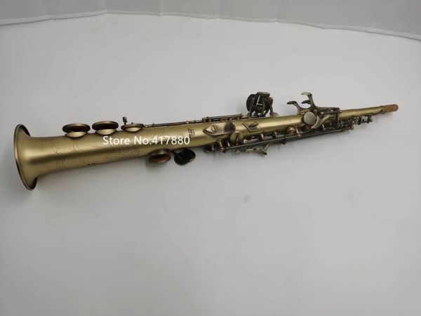 Venda quente saxofone soprano b plana retro sax antigo instrumento musical de cobre com caso luvas frete grátis