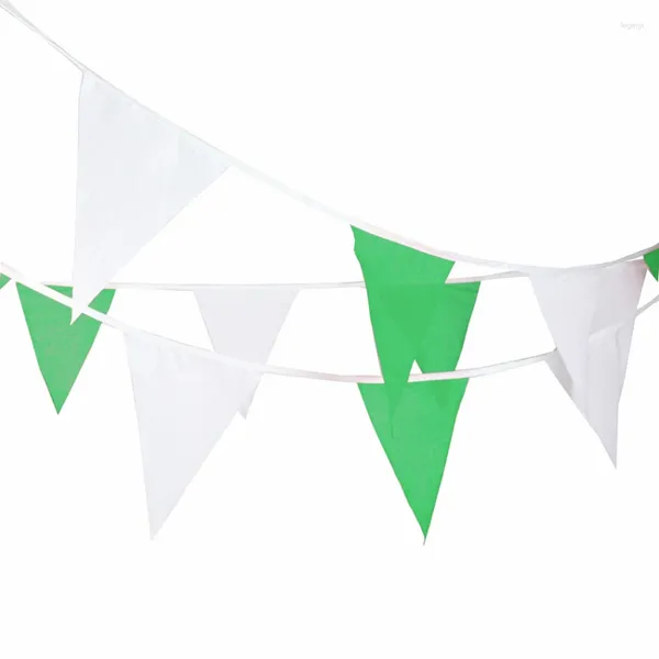 Party -Dekoration 8m grüne weiße Flaggen Flecken Seidenspitze Banners Weihnachten Geburtstag Pennant Hochzeit Girlanden Vorräte