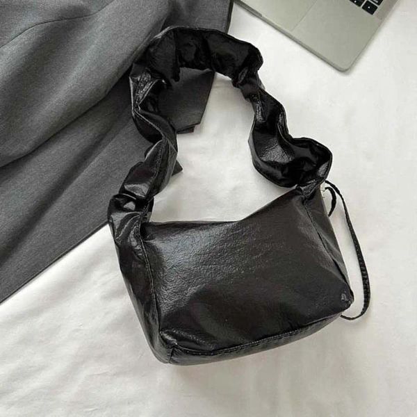 Sacos de noite cordão alça pu bolsa de ombro de couro zíper bolsa ins travesseiro axilas moeda bolsa carteira estilo coreano