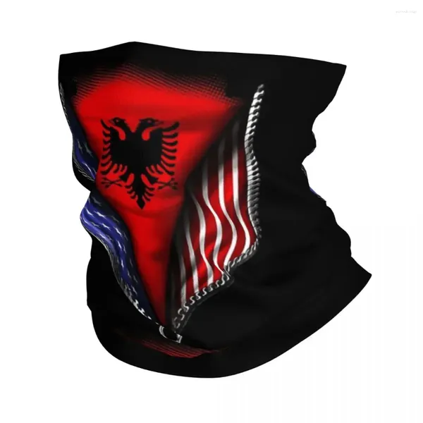 Lenços Bandeira da Albânia Bandana Pescoço Capa Impressa Envoltório Lenço Multifuncional Ciclismo para Homens Mulheres Adulto Toda a Temporada