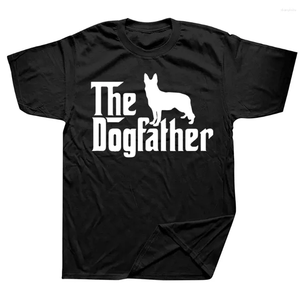 Homens Camisetas O Dogfather Pastor Alemão Cão Pai Gráfico Manga Curta Verão Engraçado Casual Mens Roupas Streetwear Tops