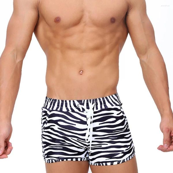 Pantaloncini da uomo WF74 Modello Zebrato Sexy Vita bassa Uomo Costumi da bagno Summer Beach Bikini Slip da bagno Trunks Pool Party Costumi da bagno da bagno