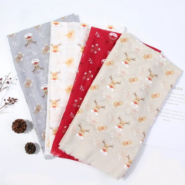 Schals Mode Rentier Drucktals Schals Wrap Deer Print Weihnachtsschal Hijab Muffler 4 Farbe Großhandel 231204