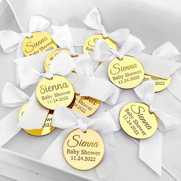 Articoli per feste 10 pezzi Bomboniera personalizzata con nome Etichetta rotonda in acrilico Regalo di Natale Compleanno Baby Shower Topper cupcake personalizzato