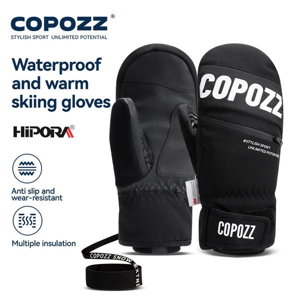 Luvas esportivas Copozz Thinsulate Grosso Adulto Adolescente Profissional Snowboard Ski Windproof Inverno Quente Térmico Neve Mittens Snowmobile 231202