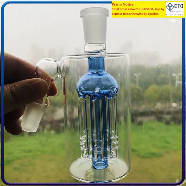 6 ARMI ASCHI ASSH Catcher 45 gradi da 14 mm Asscatcher cattura per bongs in vetro con tubo d'acqua gorgogliatore blu perc fumatori Accessoreis zzz