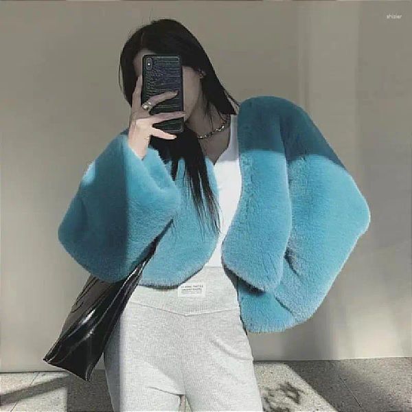 Damenjacken WDMSNA Koreanische Kurze Verdickte Für Frauen Temperament Mode Weiche V-ausschnitt Damen Mantel Top Langarm Jacke