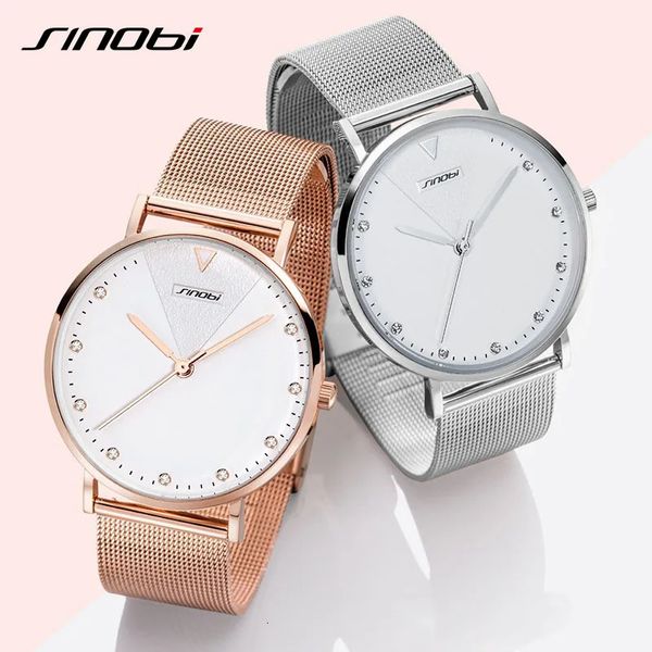 Orologi da donna SINOBI Orologio femminile Moda Orologi da polso con diamanti da donna Cinturino in oro Top Luxury Brand Ragazza Orologio al quarzo in cristallo Orologio da donna 231204