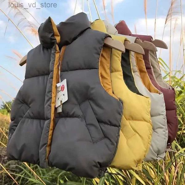 Weste Winter Kinder Westen Mäntel Koreanischen Stil Jungen Mädchen Reine Farbe Jacken Kinder Kleidung High Neck Oberbekleidung Warme Winddicht Westen T231204