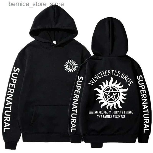 Erkek Hoodies Sweatshirts Sıcak S-Süpernatal Baskı Hoodies Sonbahar Kış Moda Gündelik Uzun Kollu Sweatshirt Kadın Erkek Hip Hop Stil Tarafları Q231204