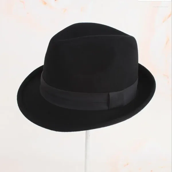 Berets Lã de Alta Qualidade Chapéus Fedora para Homens Fita Preta Chapéu de Inverno Confortável Legal Bonito Várias Cores Mulheres