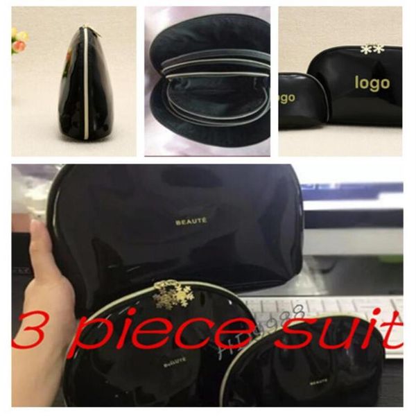 Donne fiocco di neve famosa marca 3 pezzi set vanità cosmetica borsa di lusso trucco organizer borsa da toilette pochette boutique VIP276S