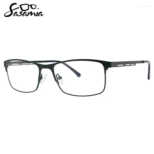 Óculos de sol quadros sasamia masculino óculos quadro metal plana retângulo óculos miopia leitura óptica lentes de prescrição mm2061