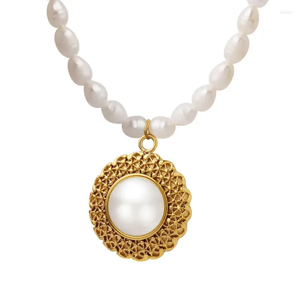 Anhänger Halsketten Süßwasser Perlenkette Für Frauen Elegante Perlenkette Vergoldet Schmuck Zubehör Herrin Geschenk Großhandel