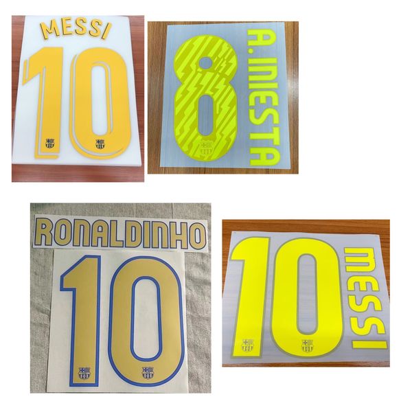 Sammelbares Retro-Namensset mit Aufdruck „HENRY Ronaldinho A.INIESTA XAVI RIVALDO GUARDIOLA PUYOL IBRAHIMOVIC“ mit Fußball-Patch