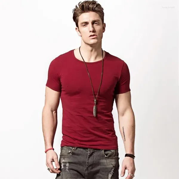 Ternos masculinos a2011 camiseta puro kleur korte mannen lycra katoenen homem kleding voor mannelijke