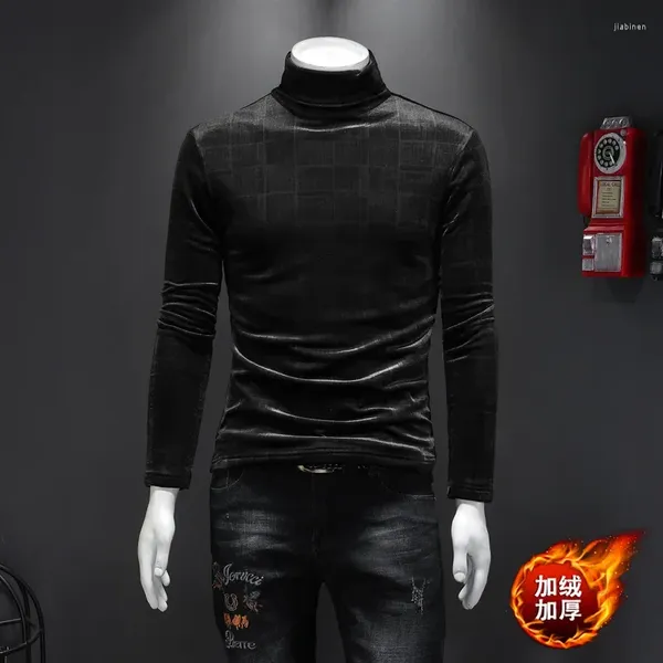 Magliette da uomo 2023 Camicia con fondo Pleuche alla moda invernale di fascia alta