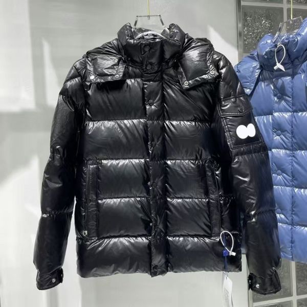 Oben Schwarze Pufferjacke für Herren, Daunenparkas, Kleidung, gepolsterte Qualitätsmäntel, warm halten, Oberbekleidung, Kälteschutzabzeichen, Übergröße, weiße Ente, Monclear-Daunenmantel M877