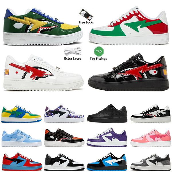 Scarpe firmate Sta Sk8 Donna Uomo Casual Shark Low Pelle verniciata Bapesstas Sneakers Brasile Camo Combo Rosa Top Lows Panda Italia Scarpe da ginnastica sportive all'aperto