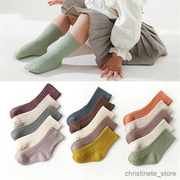 Kindersocken 5 Paar Babysocken Neugeborenes Baby Jungensocken 0-1-3-8Y Kinder Reine Baumwolle Frühling Herbst Fadeless Weiche Kindersocken für Mädchen