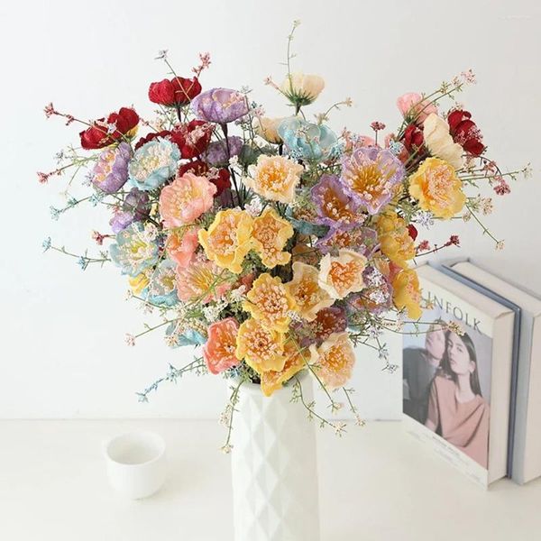 Fiori decorativi 60 cm Fiore di azalea artificiale Decorazione di nozze Disposizione di vasi per la casa Farfalla rosa Luce Ornamenti di stile di lusso