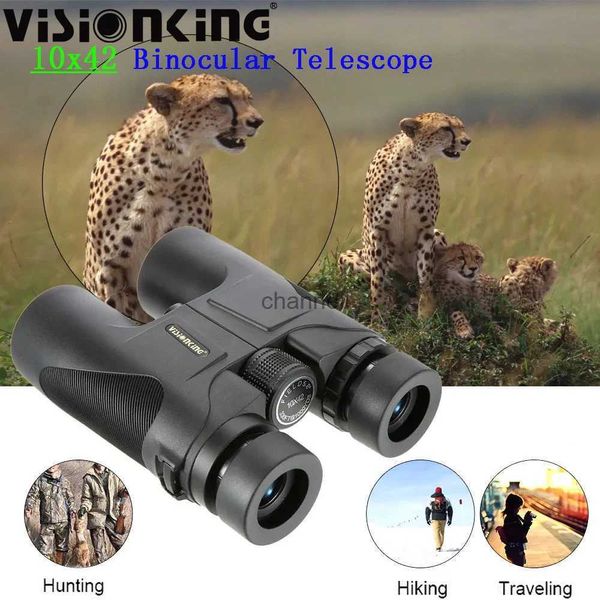 Telescópio Binóculos Visionking Longo Alcance 10x42 Caça Camping Binóculos BAK-4 FMC À Prova D 'Água Poderoso Telescópio Prismaticos De Caza Binocular YQ231204