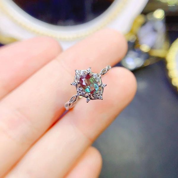 Küme halkaları doğal alexandrite yüzük 925 gümüş sertifikalı 4x6mm değerli taş güzel kız hediye