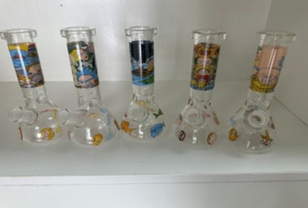 Кальяны Water Bong Oil Dab Rigs 7,8-дюймовые наборы стеклянных бонгов с печатным рисунком