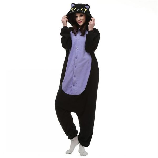 Japan Anime Cosplay Pyjamas Tier Mitternacht Katze Kitty Nacht Schwarze Katze Kätzchen Kigu Cosplay Kostüm Unisex Erwachsene Onesie Nachtwäsche Ca213L