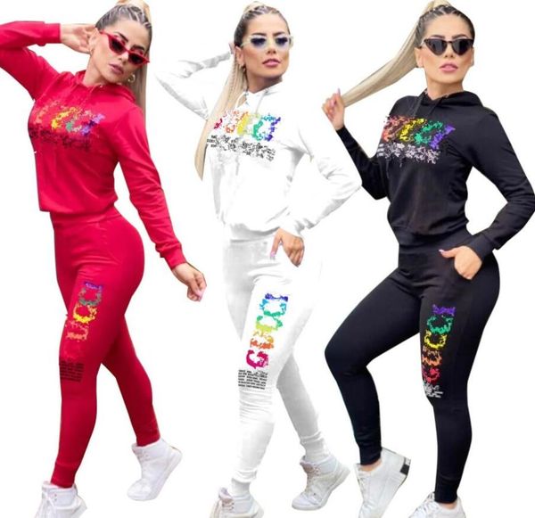 2024NEW primavera feminino impresso Two Peice conjunto com capuz + calça ternos de corrida suéter com capuz meninas Y2K fatos de treino designer casual jaquetas com zíper e calças Jogger