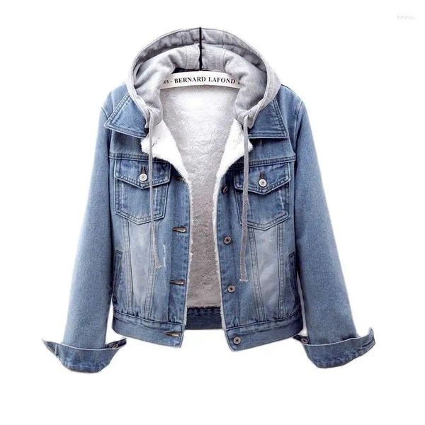 Женские куртки 2024, теплая осенне-зимняя женская куртка, женская повседневная джинсовая верхняя одежда, серый ковбойский топ, флисовое пальто, джинсовый бомбер с длинными рукавами 5Xl