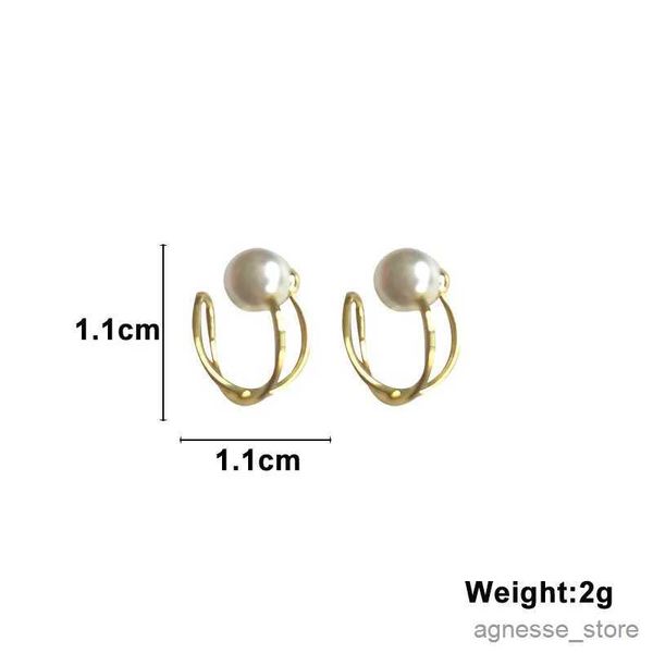 Stud Hollow Cross Clip Brincos para Mulheres Imitação de Pérola Bola Ear Cuff sem Piercings Minúsculos Clipes de Orelha de Cor Dourada em orecchini R231204