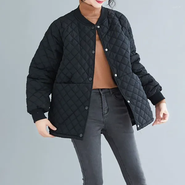 Jaquetas femininas 2023 outono inverno moda mulheres manga longa solta casacos curtos all-matched casual algodão forro único breasted jaqueta c539