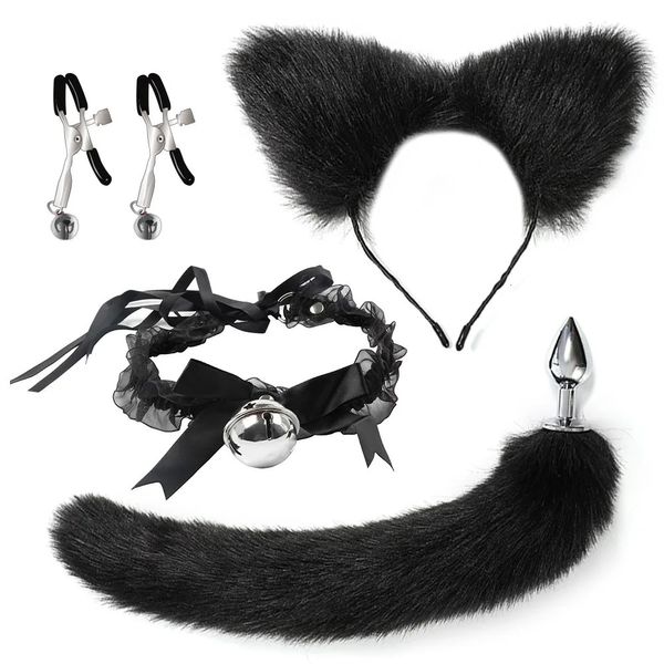 Erwachsene Spielzeug Cosplay Anal Sex Fuchsschwanz Butt Plug Rolle Spielen Haar Hoop Katze Halsband Fetisch Frauen Nippel Klemmen Exotische zubehör Für Paar 231204