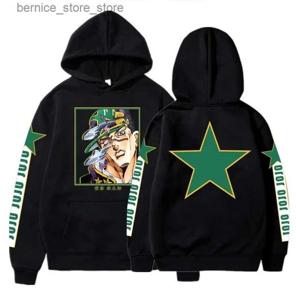 Felpe con cappuccio da uomo Felpe 2023 Nuovo JOJO's Bizarre Adventure Anime Felpa con cappuccio Kujo Jotaro Pullover stampato Giapponese Harajuk Mens Top Comodo Streetwear Q231204