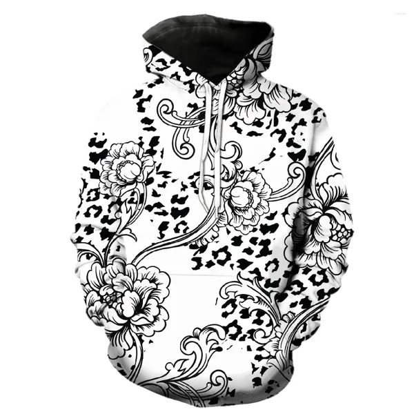 Felpe con cappuccio da uomo Texture animale astratta Felpa con cappuccio con stampa leopardata Abbigliamento da strada Giacca con cappuccio primaverile Stampa 3D alla moda a maniche lunghe