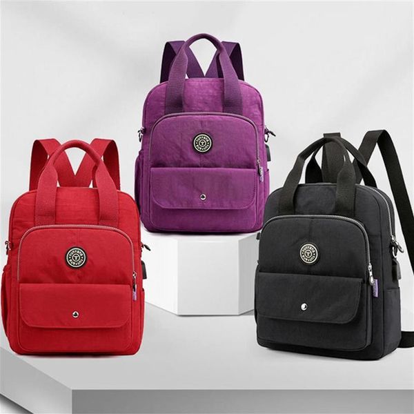 Mochila Multifuncional USB Carregamento Computador Pacote Casual Bolsa de Ombro para Homem Mulher Estudantes Dark Purple289u