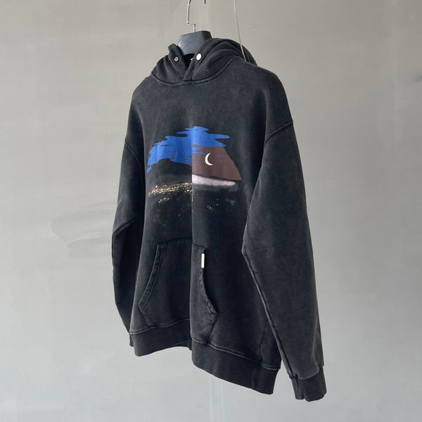 Tasarımcı Klasik Hoodie Sweatshirt Büyük Boy Siyah Yıkalı Pamuklu Erkek Kadın Hip Hop Külot Kapüşonlu Jumper Sıradan Kaput Ter Boyutu S-XL