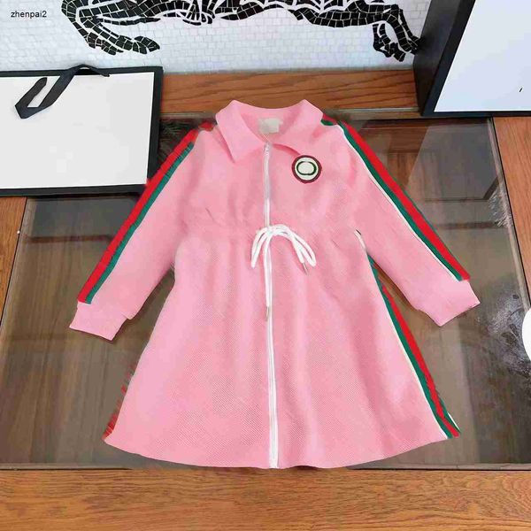 Luxuriöses Designer-Mädchenkleid, Logo-Jacquard-Kinderkleider, Größe 100–160, Babyrock mit Reißverschluss-Design, langärmeliges Kinderkleid, 25. Nov