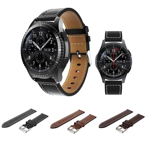 Para samsung gear s3 frontier emaker pulseira de relógio de substituição pulseira de couro bands273c