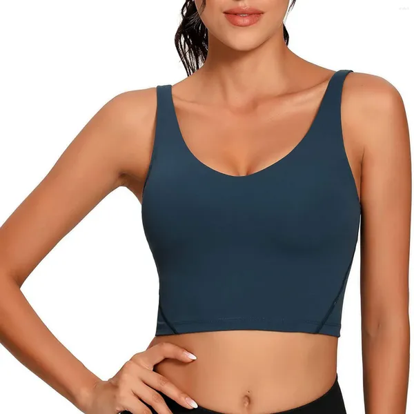 Camisoles tanques femininos regata sem costura esporte fitness camisola sem mangas colete senhoras almofada no peito movimento curto colheita ginásio camis