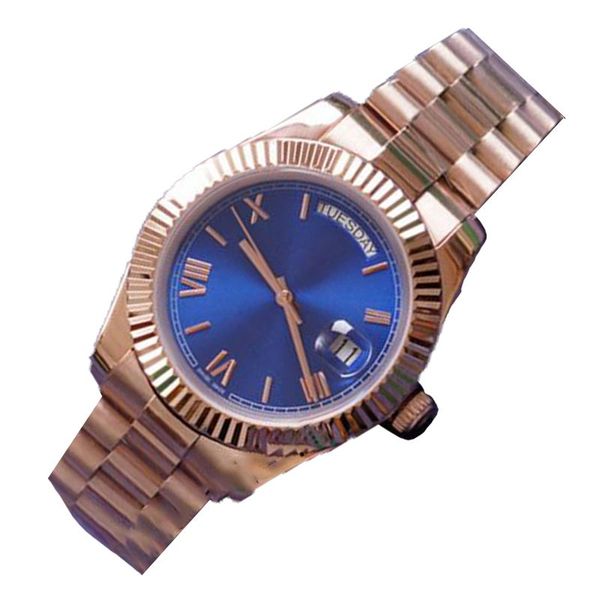 Relógio masculino de ouro rosa 36mm 41mm, relógio masculino, data do dia, relógio de pulso automático, movimento automático, vidro de safira, aço inoxidável, pulseira presidencial Orologio Di Lusso