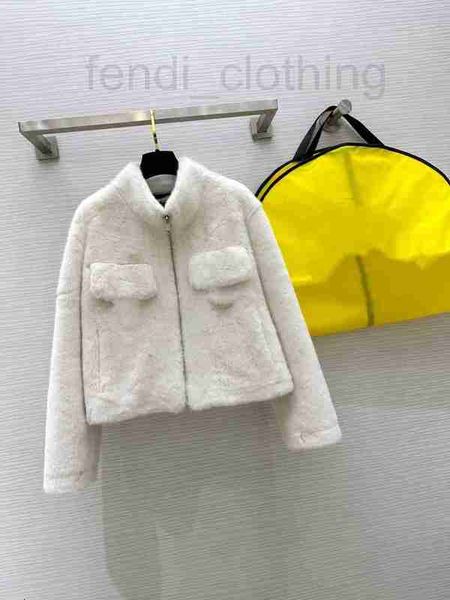Branda de designer falsa de peles feminina Casaco de visita de colarinho coreano para 2023 Inverno novo espessado e elegante curto ecologicamente correto PDW2